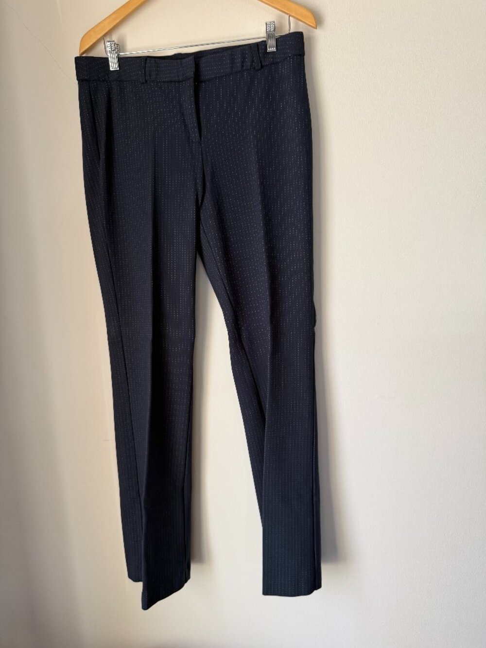 Amanda & Chelsea Womens Size 10 Navy Pin Stripe Stretch Boot Cut Pants
